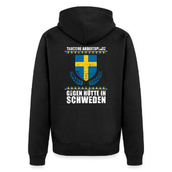 Schwede Geschenk Patrioten - Unisex Premium Bio Zip Hoodie - Schwarz - Hinten - Nico (187cm)