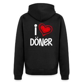 Döner Kebab - Unisex Premium Bio Zip Hoodie - Schwarz - Hinten - Nico (187cm)