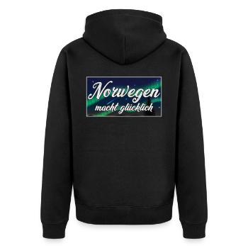 Norwegen Skandinavien Norweger - Unisex Premium Bio Zip Hoodie - Schwarz - Hinten - Nico (187cm)