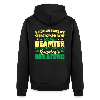 Kompetenter Beamter Lustig Für Beamte - Unisex Premium Bio Zip Hoodie - Schwarz - Hinten - Nico (187cm)