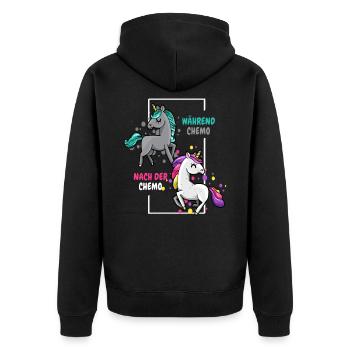 Während Chemo Nach Chemo Krebs Krankheit - Unisex Premium Bio Zip Hoodie - Schwarz - Hinten - Nico (187cm)