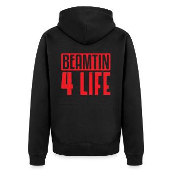 Beamin 4 Life Beamten Geschenk - Unisex Premium Bio Zip Hoodie - Schwarz - Hinten - Nico (187cm)