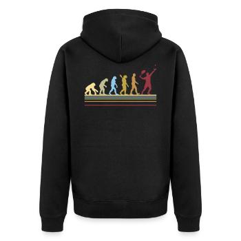 Tennisspieler Retro Evolution Geschenk Grafik - Unisex Premium Bio Zip Hoodie - Schwarz - Hinten - Nico (187cm)