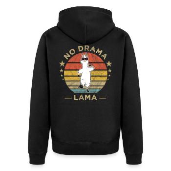 Jogging No Drama Llama Alpaca Vintage Retro Gift - Unisex Premium Organic Zip Hoodie - black - Back - Nico (187cm)