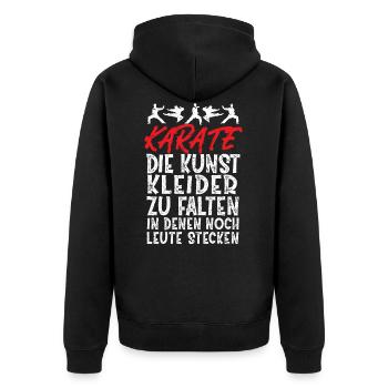 Karate Spruch Kunst Kampfsportler Training - Unisex Premium Bio Zip Hoodie - Schwarz - Hinten - Nico (187cm)