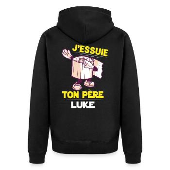 J'essuie ton père - Veste à capuche bio Premium Unisexe - noir - Dos - Nico (187cm)