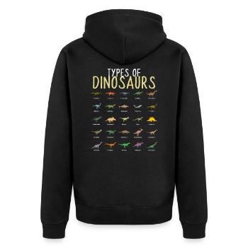 Types Of Dinosaurier Dino Kinder Jungen - Unisex Premium Bio Zip Hoodie - Schwarz - Hinten - Nico (187cm)