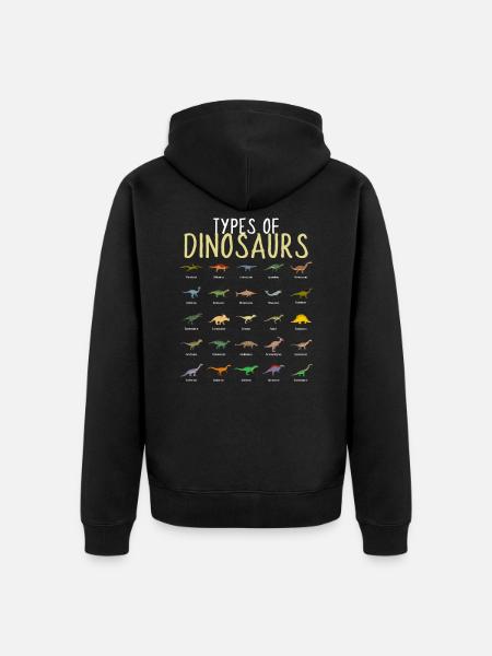 Types Of Dinosaurs Dino Kids Boys - Unisex Premium Organic Zip Hoodie - black