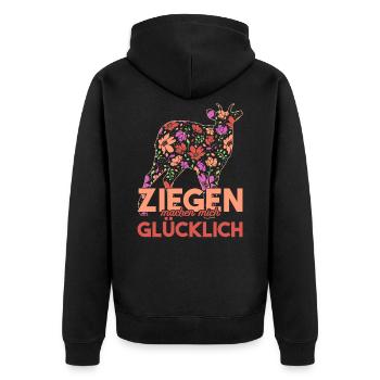 Ziege Landwirtschaft - Unisex Premium Bio Zip Hoodie - Schwarz - Hinten - Nico (187cm)