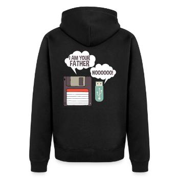 Iam Your Father Nooo Funny Nerd - Unisex Premium Bio Zip Hoodie - Schwarz - Hinten - Nico (187cm)