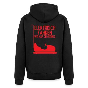 Elektrisch Fahren Wir Auf Der Kirmes - Unisex Premium Bio Zip Hoodie - Schwarz - Hinten - Nico (187cm)