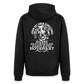 Glückspilze haben Hovawart Hund Hundebesitzer - Unisex Premium Bio Zip Hoodie - Schwarz - Hinten - Nico (187cm)
