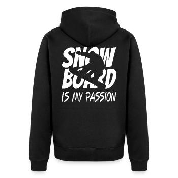 Snowboarder Snowboard - Unisex Premium Bio Zip Hoodie - Schwarz - Hinten - Nico (187cm)