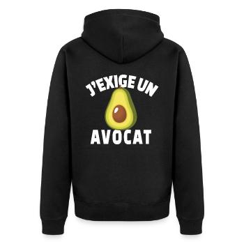 J'exige un avocat - Humour vegan végétarien - Veste à capuche bio Premium Unisexe - noir - Dos - Nico (187cm)