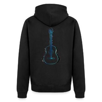 Gitarre Gitarrenspieler - Unisex Premium Bio Zip Hoodie - Schwarz - Hinten - Nico (187cm)