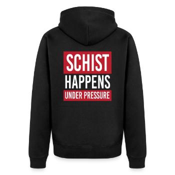 Schist Happens Geology Steine Sammeln - Unisex Premium Bio Zip Hoodie - Schwarz - Hinten - Nico (187cm)