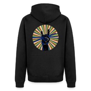 Schlagzeug Drumsticks - Unisex Premium Bio Zip Hoodie - Schwarz - Hinten - Nico (187cm)