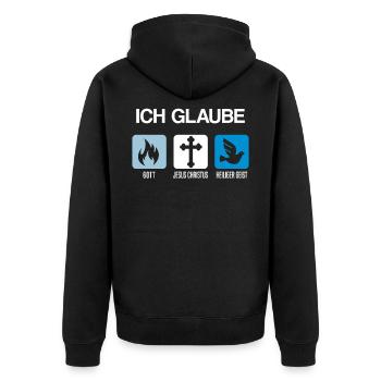 Jesus Christus Gott Heiliger Geist Christentum - Unisex Premium Bio Zip Hoodie - Schwarz - Hinten - Nico (187cm)
