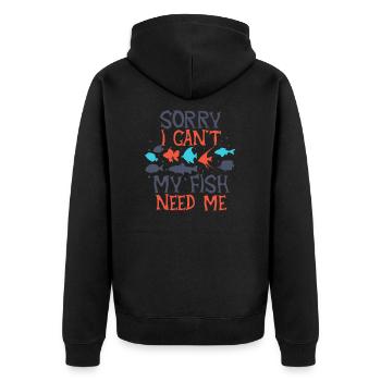 Désolé je ne peux pas que mon poisson ait besoin de moi - Veste à capuche bio Premium Unisexe - noir - Dos - Nico (187cm)