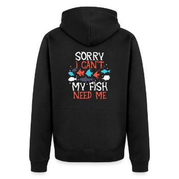 Désolé je ne peux pas que mon poisson ait besoin de moi - Veste à capuche bio Premium Unisexe - noir - Dos - Nico (187cm)