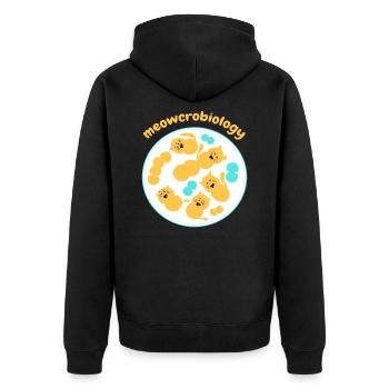 Meowcrobiology Mikrobiologie Katze - Unisex Premium Bio Zip Hoodie - Schwarz - Hinten - Nico (187cm)