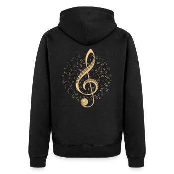 Klavier Notenschlüssel - Unisex Premium Bio Zip Hoodie - Schwarz - Hinten - Nico (187cm)