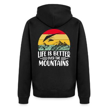 Gleitschirmflieger Hanggleiter Gleitschirm Berge - Unisex Premium Bio Zip Hoodie - Schwarz - Hinten - Nico (187cm)