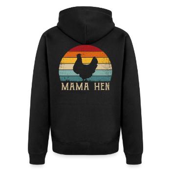 Funny saying mom hen mother chicken retro - Unisex Premium Organic Zip Hoodie - black - Back - Nico (187cm)