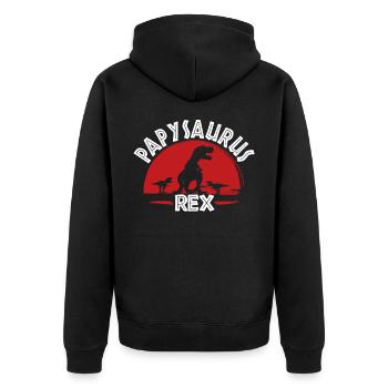 Papysaurus Opa T-Rex Dinosaurier Opa - Unisex Premium Bio Zip Hoodie - Schwarz - Hinten - Nico (187cm)