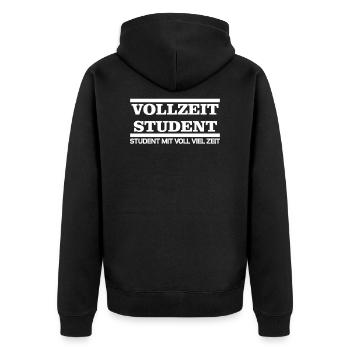 Lustige Faule Studenten Geschenk Sprüche - Unisex Premium Bio Zip Hoodie - Schwarz - Hinten - Nico (187cm)