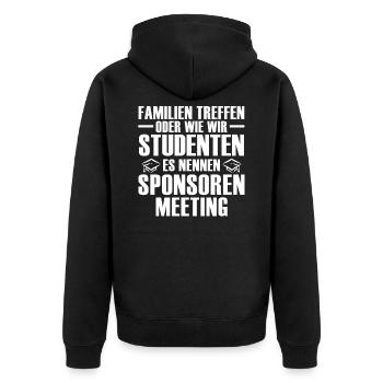Lustige Faule Studenten Geschenk Sprüche - Unisex Premium Bio Zip Hoodie - Schwarz - Hinten - Nico (187cm)