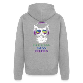 Coole Musik Katze Techno Cat Geschenk - Unisex Premium Bio Zip Hoodie - Grau meliert - Hinten - Nico (187cm)