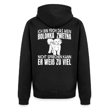 Mein Bolonka Zwetna Hund Weiß Zu Viel - Unisex Premium Bio Zip Hoodie - Schwarz - Hinten - Nico (187cm)