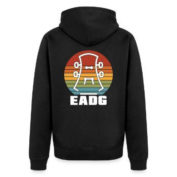 Retro Bassgitarre - Unisex Premium Bio Zip Hoodie - Schwarz - Hinten - Nico (187cm)