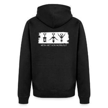 Lustiges Wein Liebhaber Trink Geschenk - Unisex Premium Bio Zip Hoodie - Schwarz - Hinten - Nico (187cm)