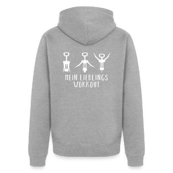 Lustiges Wein Liebhaber Trink Geschenk - Unisex Premium Bio Zip Hoodie - Grau meliert - Hinten - Nico (187cm)
