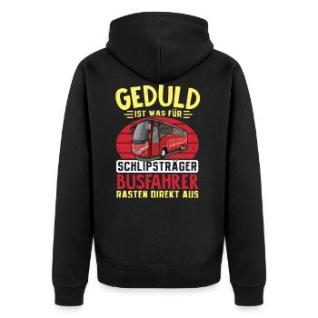 Busfahrer Rasten Direkt Aus Geschenkidee Busfahrer - Unisex Premium Bio Zip Hoodie - Schwarz - Hinten - Nico (187cm)