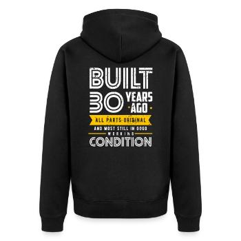 30e anniversaire - Veste à capuche bio Premium Unisexe - noir - Dos - Nico (187cm)