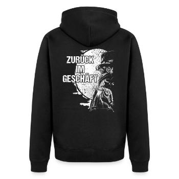 Pestdoktor zurück im Geschäft Mittelalter Doktor - Unisex Premium Bio Zip Hoodie - Schwarz - Hinten - Nico (187cm)
