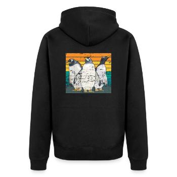 Pinguin Tier Antarktis - Unisex Premium Bio Zip Hoodie - Schwarz - Hinten - Nico (187cm)