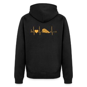 Lustige Käse Liebe Cheese Geschenk Sprüche - Unisex Premium Bio Zip Hoodie - Schwarz - Hinten - Nico (187cm)