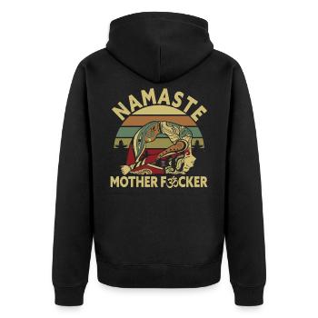 Yoga Spruch Namaste Mother Meditation - Unisex Premium Bio Zip Hoodie - Schwarz - Hinten - Nico (187cm)
