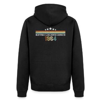 Retro legend since 1964 - Unisex Premium Organic Zip Hoodie - black - Back - Nico (187cm)