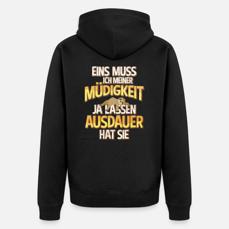 Faultier - Unisex Premium Bio Zip Hoodie - Schwarz