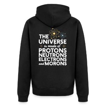 The Universe Is Made Of Protons Neutrons Geschenk - Unisex Premium Bio Zip Hoodie - Schwarz - Hinten - Nico (187cm)