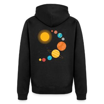 NASA Sonnensystem Klassisch Weltraum Geschenkidee - Unisex Premium Bio Zip Hoodie - Schwarz - Hinten - Nico (187cm)
