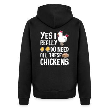 Huhn Hühner - Unisex Premium Bio Zip Hoodie - Schwarz - Hinten - Nico (187cm)