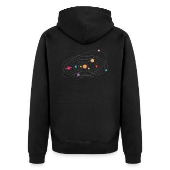 Weltall Astronomie Nasa Milchstraße Geschenkidee - Unisex Premium Bio Zip Hoodie - Schwarz - Hinten - Nico (187cm)