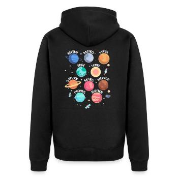 Weltall Astronomie Nasa Milchstraße Geschenkidee - Unisex Premium Bio Zip Hoodie - Schwarz - Hinten - Nico (187cm)