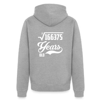 55. Geburtstag - Unisex Premium Bio Zip Hoodie - Grau meliert - Hinten - Nico (187cm)